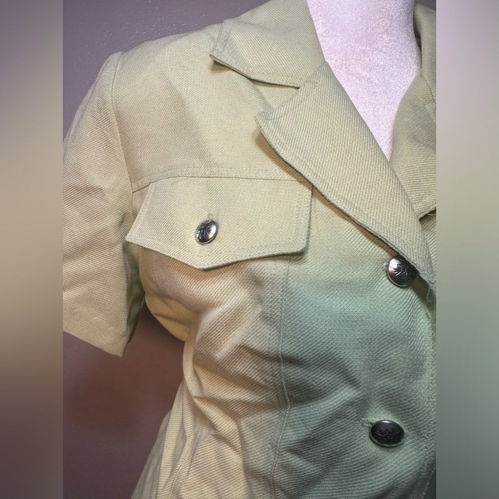 Vintage Y2K retro western soft line  green  woman size 6 blazer top - Picture 10 of 13